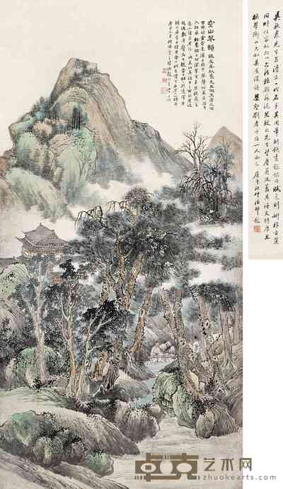 吴穀祥 1920年作 空山琴韵 中堂 133×62cm